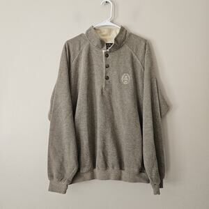 Straight Down Beige Men's Fleece Pullover Quarter Button Size XL